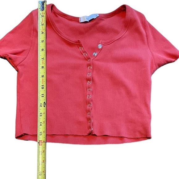 Adika Barbado Burnt Orange Ribbed  Raw Hem Crop Top - Picture 6 of 10